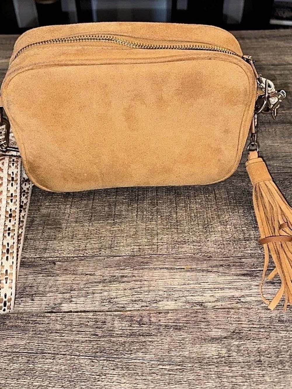 Taupe Geometric Crossbody Bag
